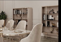 Casa Padrino Luxus Art Deco Esszimmer Set Weiß / Grau / Gold - 1 Art Deco Esstisch mit Kunstmarmor Tischplatte & 6 Art Deco Esszimmerstühle - Art Deco Esszimmer Möbel - Luxus Qualität Casa Padrino Luxus Art Deco Esszimmer Set Weiß / Grau / Gold - 1 Art Deco Esstisch mit Kunstmarmor Tischplatte & 6 Art Deco Esszimmerstühle - Art Deco Esszimmer Möbel - Luxus Qualität