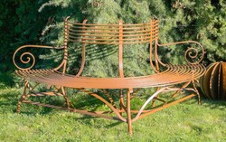 Casa Padrino Art Nouveau garden bench brown 180 x H. 88 cm - Hand forged garden bench - Semicircular wrought iron tree bench - Wrought iron garden furniture - Baroque & Art Nouveau garden furniture