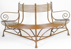 Casa Padrino Art Nouveau garden bench brown 180 x H. 88 cm - Hand forged garden bench - Semicircular wrought iron tree bench - Wrought iron garden furniture - Baroque & Art Nouveau garden furniture