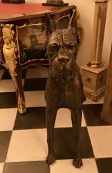 Casa Padrino escultura de bronce de lujo perro boxer bronce 85 x 28 x A. 95 cm - Figura de decoración de bronce - Figura de decoración de sala de estar - Accesorios decorativos de salón de lujo