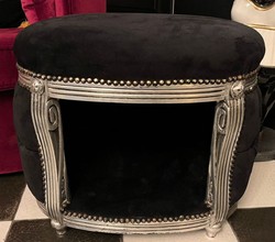 Casa Padrino lit pour chien et chat baroque noir / argent - Canapé pour chien et chat baroque - Mobilier baroque pour chien et chat - Mobilier baroque pour animaux de compagnie
