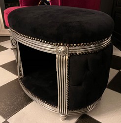 Casa Padrino lit pour chien et chat baroque noir / argent - Canapé pour chien et chat baroque - Mobilier baroque pour chien et chat - Mobilier baroque pour animaux de compagnie
