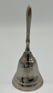 Casa Padrino campanello a mano ottone nichelato Ø 4,5 x A. 11 cm - campanello da tavolo - campanello di servizio - campanello gastronomia - campanello hotel 