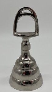 Casa Padrino campanello a mano ottone nichelato Morsetto Ø 5,5 x A. 12,5 cm - Campanello da tavolo - Campanello di servizio - Campanello gastronomia