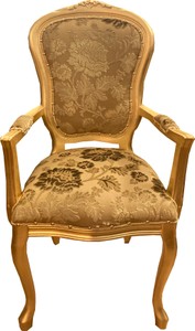 Casa Padrino silla de comedor barroca de lujo con reposabrazos patrón de ramo de oro / oro