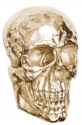 Casa Padrino escultura de decoración de pared de metal de diseño calavera oro 30 x 20 x A. 40 cm - Figura de decoración de pared de metal - Decoración de salón - Decoración de oficina