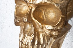 Casa Padrino escultura de decoración de pared de metal de diseño calavera oro 30 x 20 x A. 40 cm - Figura de decoración de pared de metal - Decoración de salón - Decoración de oficina