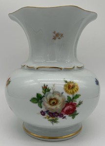 Casa Padrino Luxury Baroque Porcelain Vase White / Multicolored / Gold - Round Flower Vase in Baroque Style - Luxury Baroque Accessories - Reichenbach Porzellan - Luxury Quality - Made in Germany