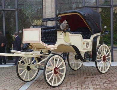 Casa Padrino baroque horse drawn carriage cream / beige / black - Magnificent wedding carriage in the baroque style - Handmade baroque style carriage - Noble & Magnificent