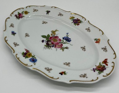 Casa Padrino Luxury Baroque Porcelain Plate White / Multicolored / Gold 38 cm - Oval Serving Plate - Luxury Baroque Porcelain Accessories - Reichenbach Porzellan - Luxury Quality - Made in Germany