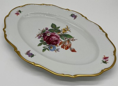 Casa Padrino Luxury Baroque Porcelain Plate White / Multicolored / Gold 38 cm - Oval Serving Plate - Luxury Baroque Style Porcelain Accessories - Reichenbach Porzellan - Made in Germany