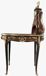 Casa Padrino Barock Sekretär mit Uhr Braun / Gold - Prunkvoller Schreibtisch im Barockstil - Barock Büromöbel - Barockstil Büro Möbel - Barockstil Möbel - Barock Möbel - Barock Einrichtung