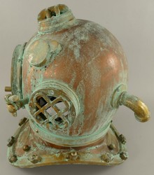 Casa Padrino casco da sub decò in stile antico rame brunito / ottone / verde antico 42 x 35 x A. 47 cm - Decorazione da soggiorno - Decorazione da scrivania - Decorazione di lusso