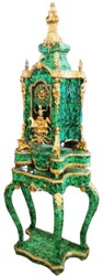Casa Padrino horloge grand-père baroque vert / or - Magnifique console en bois massif de style baroque avec horloge en optique malachite noble - Meuble de salon de style baroque - Meuble baroque