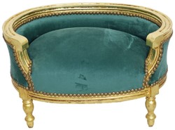 Casa Padrino Baroque Dog Bed & Cat Bed Green / Antique Gold - Handmade Dog & Cat Sofa in Baroque Style - Baroque Dog & Cat Furniture - Baroque Pet Furniture