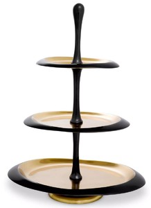 Casa Padrino luxury etagere black / gold 35 x 26 x H. 48.5 cm - Oval cake & biscuit cake stand - Gastronomy accessories - Restaurant accessories - Hotel accessories - Luxury accessories