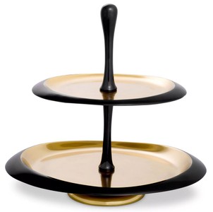 Casa Padrino luxury etagere black / gold 35 x 26 x H. 32.5 cm - Oval cake & biscuit cake stand - Gastronomy accessories - Restaurant accessories - Hotel accessories - Luxury accessories