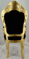 Pompöös de Casa Padrino Silla de comedor barroco de lujo con reposabrazos negro / oro - Silla barroco Pompöös diseñada por Harald Glööckler - Muebles de comedor barrocos