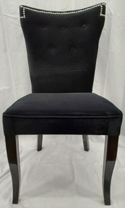 Casa Padrino sedia da pranzo di lusso nero / argento - Sedia da cucina con tessuto in pregiato velluto - Mobile sala da pranzo - Mobile da cucina - Mobile di lusso - Arredamento di lusso