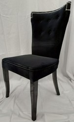 Casa Padrino chaise de salle à manger de luxe noir / argent - Chaise de cuisine avec tissu en velours fin - Meuble de salle à manger - Meuble de cuisine - Meuble de luxe - Ameublement de luxe