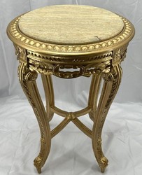 Casa Padrino baroque side table gold / cream - Handmade antique style solid wood table with marble top - Living room furniture in baroque style - Baroque furniture - Antique style furniture