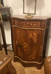 Casa Padrino cómoda barroco con cajón y puerta marquetería marrón / oro - Mueble hecho a mano de madera maciza de estilo barroco - Muebles de dormitorio en estilo barroco - Muebles barrocos
