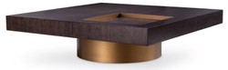 Casa Padrino table basse de luxe moka / laiton 110 x 110 x H. 31 cm - Table de salon carrée - Meuble de salon - Meuble bois massif - Meuble de luxe - Ameublement de luxe