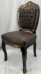Casa Padrino baroque boulle dining room chair brown / black / red / gold - Magnificent chair with fine faux leather - Dining room furniture in baroque style - Baroque Boulle furniture