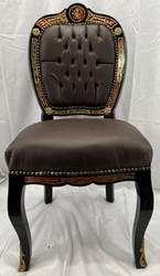 Casa Padrino baroque boulle dining room chair brown / black / red / gold - Magnificent chair with fine faux leather - Dining room furniture in baroque style - Baroque Boulle furniture