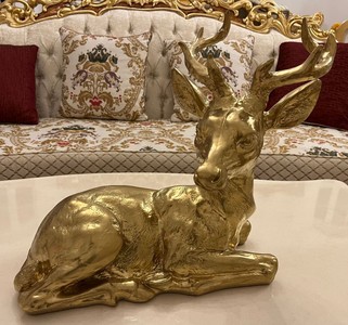 Luxus Garten Terrassen Wohnzimmer Deko Skulpltur Figur Reh Gold Luxury Garden Terrace Living Room Decorative Sculpture Figure Deer Gold