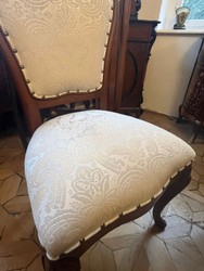Barock Antik Stil Massivholz Esszimmerstuhl Creme Braun Baroque Antique Style Solid Wood Dining Room Chair Cream Brown