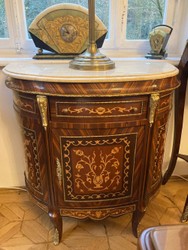 Casa Padrino credenza barocco marrone intarsio / crema - Credenza in legno massello stile barocco fatta a mano con piano in marmo - Mobile soggiorno in stile barocco - Mobile barocco