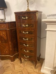 Casa Padrino commode baroque avec 7 tiroirs marron / or - Armoire fait main en bois massif de style baroque - Meuble de salon de style baroque - Meuble baroque