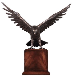 Casa Padrino escultura decorativa de lujo águila bronce / marrón 40 x 20 x A. 37 cm - Escultura decorativa de bronce con base de madera - Figura decorativa de bronce - Decoración de escritorio