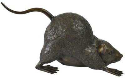 Casa Padrino Luxus Deko Skulptur Ratte Bronze 58 x 22 x H. 30 cm - Bronze Deko Skulptur - Bronze Deko Figur - Schreibtisch Deko - Wohnzimmer Deko - Luxus Qualität