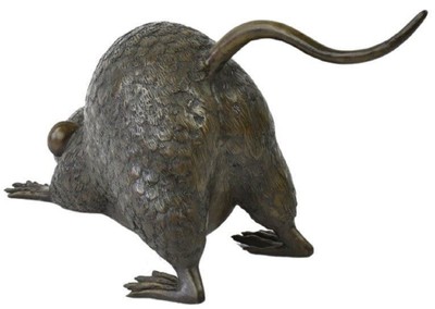 Casa Padrino Luxus Deko Skulptur Ratte Bronze 58 x 22 x H. 30 cm - Bronze Deko Skulptur - Bronze Deko Figur - Schreibtisch Deko - Wohnzimmer Deko - Luxus Qualität