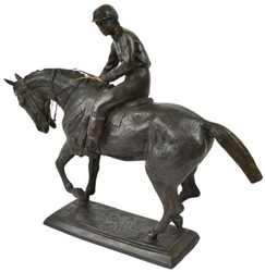 Casa Padrino escultura decorativa de lujo jinete a caballo bronce 58 x 19 x A. 53 cm - Escultura decorativa de bronce - Figura decorativa de bronce - Decoración de escritorio - Calidad de lujo