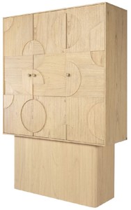 Casa Padrino Luxus Designer Schrank Naturfarben 130 x 45 x H. 190 cm - Massivholz Regalschrank mit 3 Türen - Schlafzimmer Schrank - Wohnzimmer Schrank - Büro Schrank - Luxus Möbel