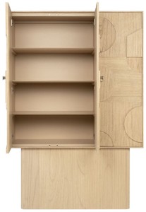 Casa Padrino Luxus Designer Schrank Naturfarben 130 x 45 x H. 190 cm - Massivholz Regalschrank mit 3 Türen - Schlafzimmer Schrank - Wohnzimmer Schrank - Büro Schrank - Luxus Möbel