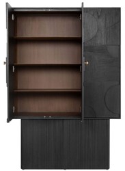 Casa Padrino armoire design de luxe noir 130 x 45 x H. 190 cm - Armoire étagère en bois massif avec 3 portes - Armoire de chambre - Armoire de salon - Armoire de bureau - Mobilier de Luxe
