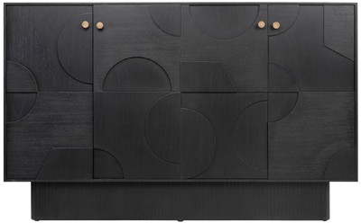Luxus Massivholz Sideboard Schrank Schwarz Luxury Solid Wood Sideboard Cabinet Black