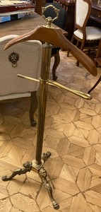 Casa Padrino stand guardaroba barocco di lusso oro antico / marrone 47 x 47 x A. 121 cm - Appendiabiti stile antico - Servomuto - Accessori per la camera da letto - Mobile barocco
