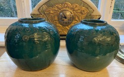 Luxus Porzellan Deko Vasen Set Antik Grün Luxury Porcelain Deco Vases Set Antique Green