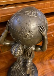 Casa Padrino Art Nouveau bronze sculpture man with ball bronze / black 14 x 14 x H. 33 cm - Bronze figure - Decorative figure - Desk decoration - Decorative accessories - Luxury decoration