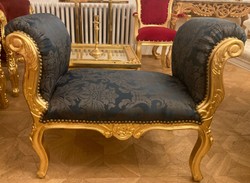 Casa Padrino sgabello barocco blu scuro / grigio / oro - Sgabello stile antico fatto a mano - Sgabello stile barocco - Mobile soggiorno in stile barocco - Mobile stile barocco - Mobile barocco