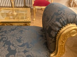 Casa Padrino sgabello barocco blu scuro / grigio / oro - Sgabello stile antico fatto a mano - Sgabello stile barocco - Mobile soggiorno in stile barocco - Mobile stile barocco - Mobile barocco