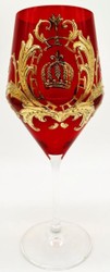 Pompöös by Casa Padrino conjunto de copas de vino tinto de lujo rojo / oro Ø 8,7 x A. 20,3 cm - Copas de vino con baño de oro de 24 quilates - Copas vino pomposas diseñadas por Harald Glööckler