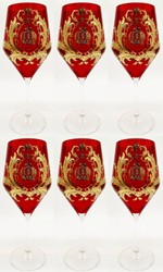 Pompöös by Casa Padrino conjunto de copas de vino tinto de lujo rojo / oro Ø 8,7 x A. 20,3 cm - Copas de vino con baño de oro de 24 quilates - Copas vino pomposas diseñadas por Harald Glööckler