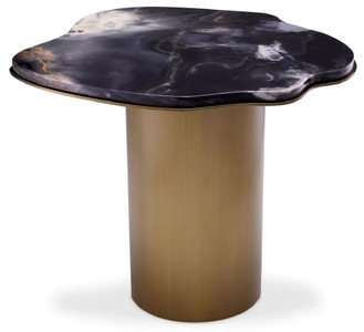 Casa Padrino tavolino di lusso nero / ottone 58,5 x 60,5 x A. 51 cm - Tavolo in acciaio inox con piano in marmo - Mobile soggiorno - Mobile di lusso - Arredamento da soggiorno