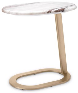 Casa Padrino tavolino di lusso bianco-marrone / ottone 49 x 34 x A. 50 cm - Tavolo in acciaio inox con piano in marmo - Mobile soggiorno - Mobile di lusso - Arredamento da soggiorno